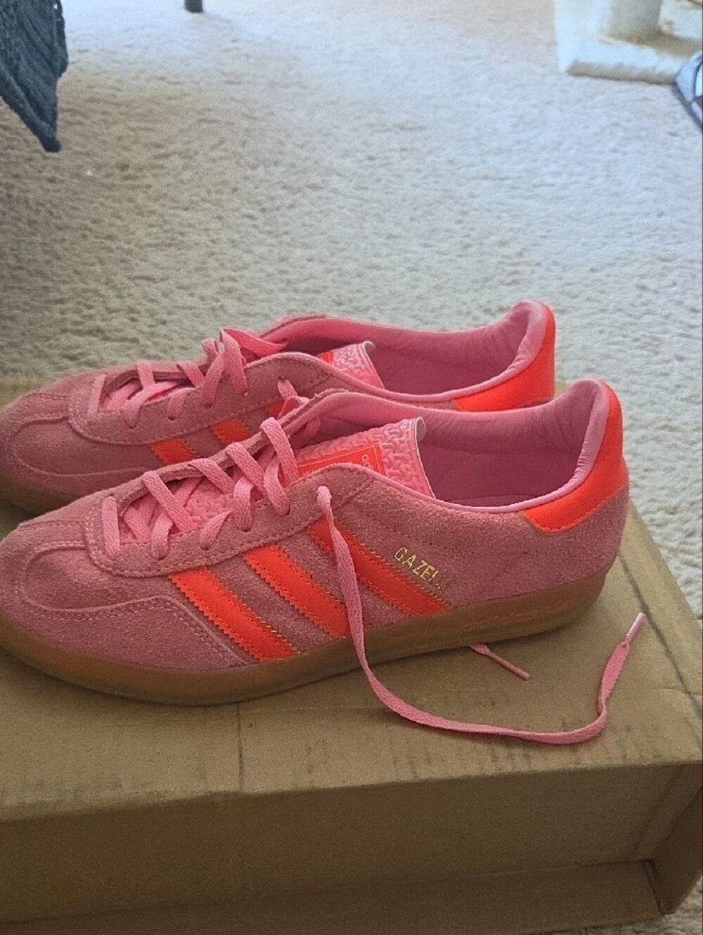 adidas Gazelle Women's Pink with Bright Coral Stripes Sneakers